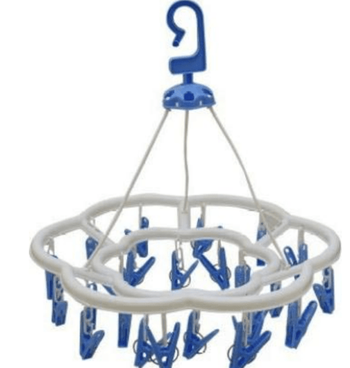 CREW4 Plastic Reliance PLATS Portable Plastic Foldable Hanging Clothes/Diaper Dryer Rack Laundry Peg 24 Clip Hanger (Blue) - Image 2